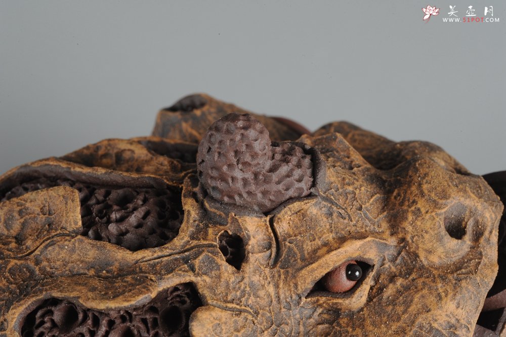 紫砂壶图片：特惠醉美树皮金蟾茶宠 灵性十足 寓意招财进宝 - 宜兴紫砂壶网