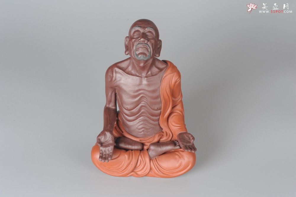 紫砂壶图片：静观罗汉 醉泥人郑玉阳精品雕塑 大号精品 - 宜兴紫砂壶网