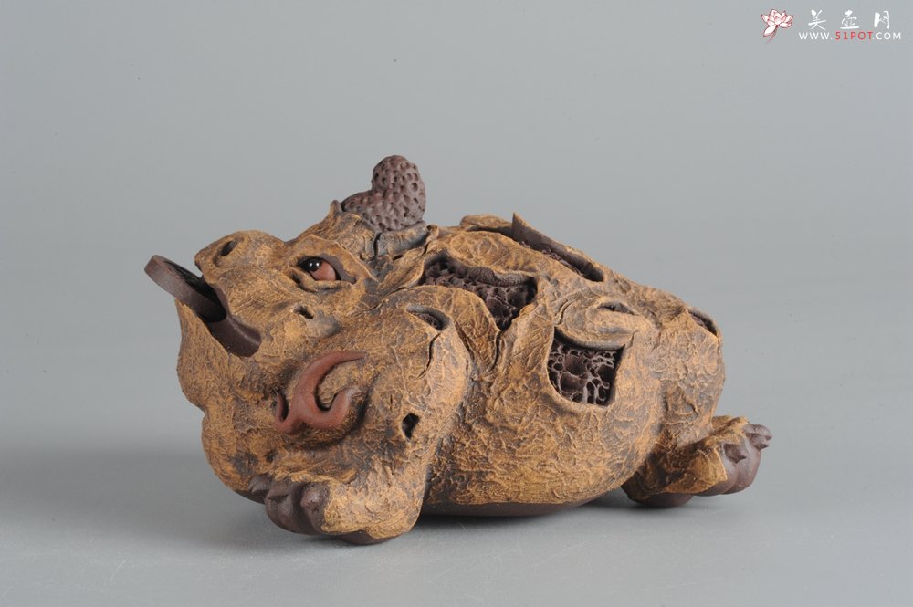 紫砂壶图片：特惠醉美树皮金蟾茶宠 灵性十足 寓意招财进宝 - 宜兴紫砂壶网