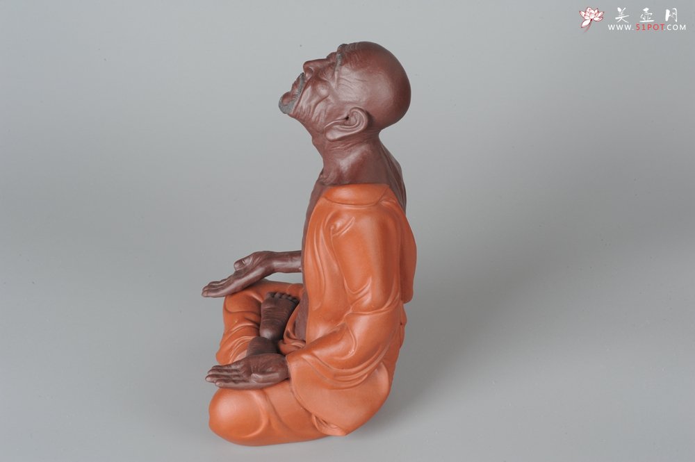 紫砂壶图片：静观罗汉 醉泥人郑玉阳精品雕塑 大号精品 - 宜兴紫砂壶网