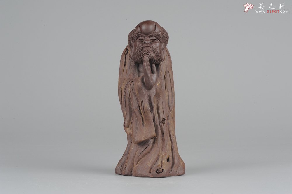 紫砂壶图片：大号树桩达摩 神态生动 精致茶宠 - 宜兴紫砂壶网