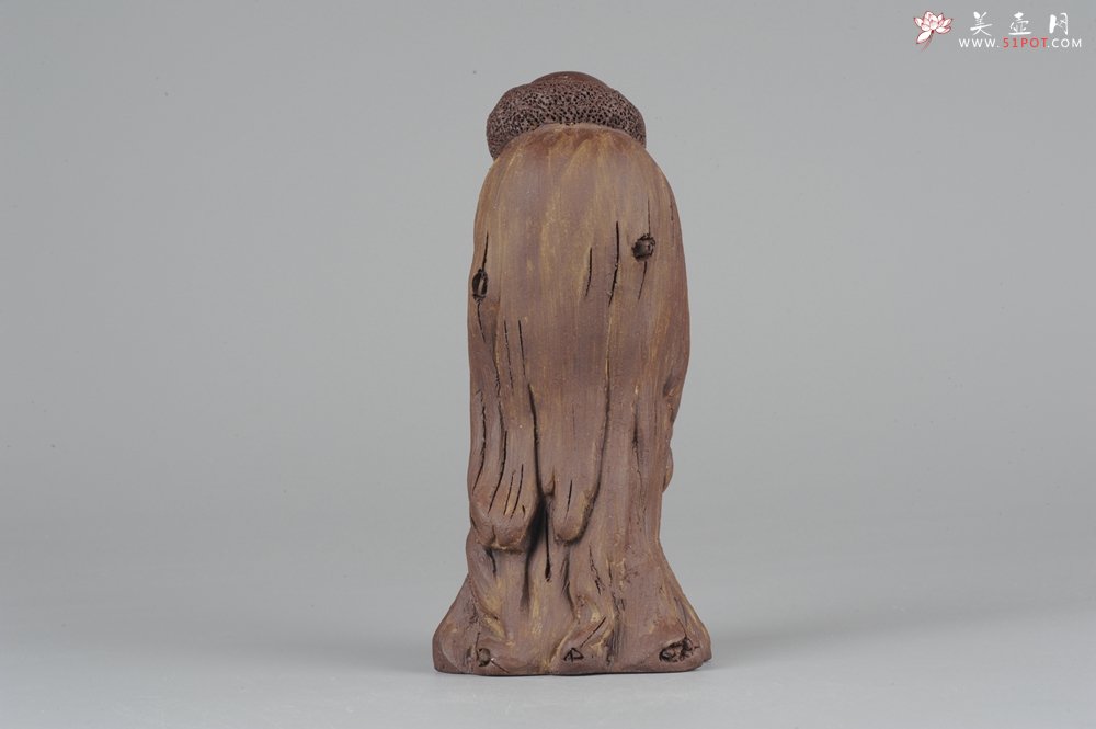 紫砂壶图片：大号树桩达摩 神态生动 精致茶宠 - 宜兴紫砂壶网