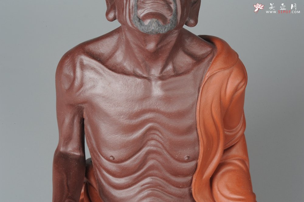 紫砂壶图片：静观罗汉 醉泥人郑玉阳精品雕塑 大号精品 - 宜兴紫砂壶网