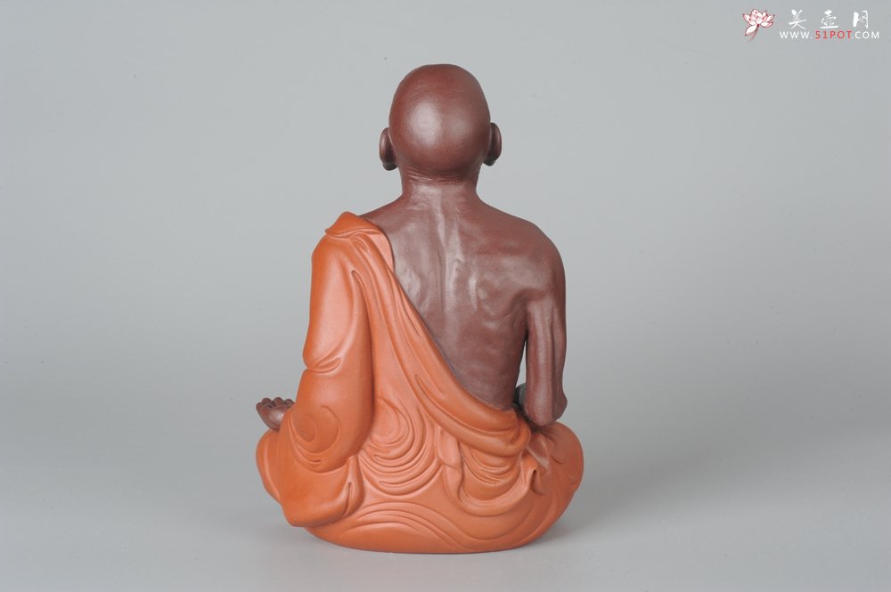 紫砂壶图片：静观罗汉 醉泥人郑玉阳精品雕塑 大号精品 - 宜兴紫砂壶网