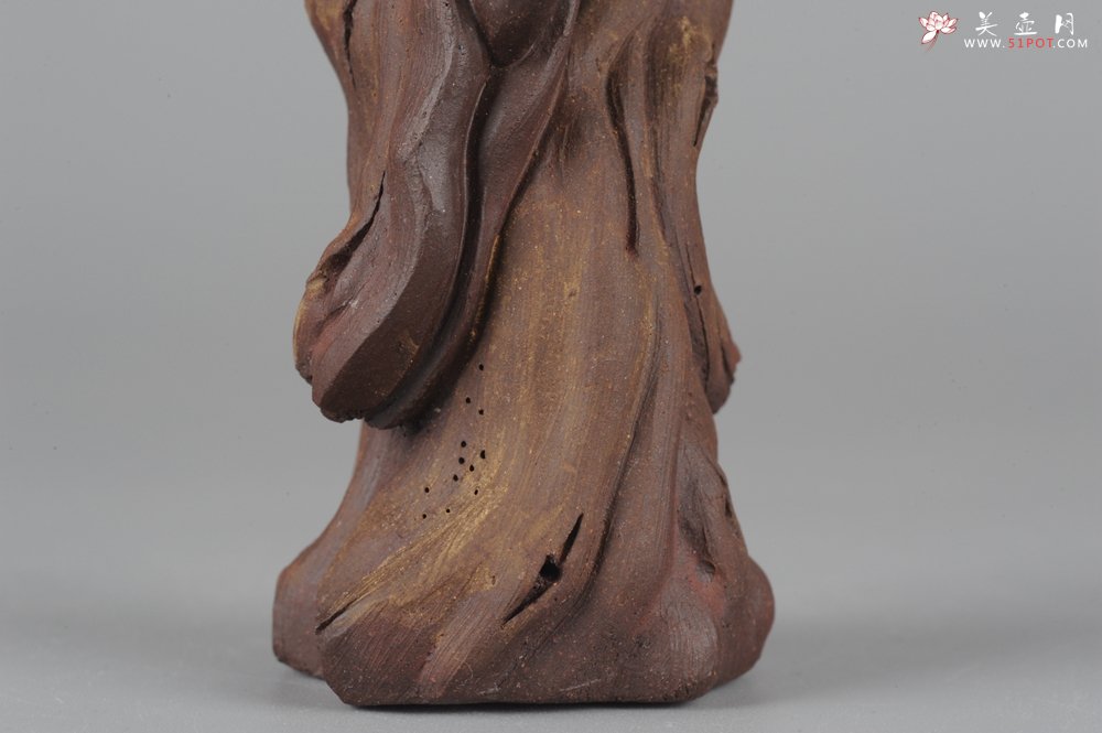 紫砂壶图片：精品小号树桩达摩茶宠摆件 神态生动  - 宜兴紫砂壶网