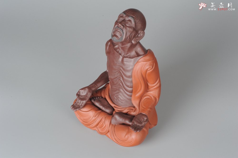 紫砂壶图片：静观罗汉 醉泥人郑玉阳精品雕塑 大号精品 - 宜兴紫砂壶网