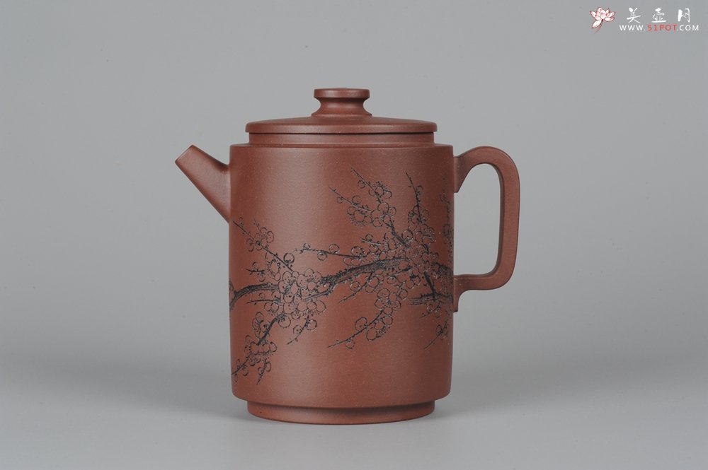 紫砂壶图片：助理美术师唐文全手作品 圆础 助理工艺美术师袁德波刻绘 - 宜兴紫砂壶网