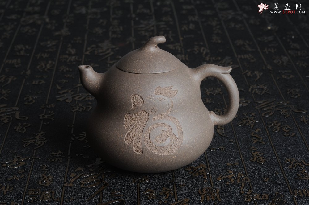 紫砂壶图片：美壶特惠 优质青灰段泥葫芦福禄壶 - 宜兴紫砂壶网