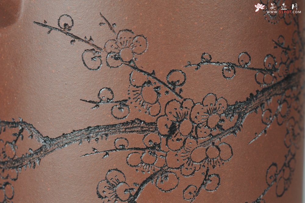 紫砂壶图片：助理美术师唐文全手作品 圆础 助理工艺美术师袁德波刻绘 - 宜兴紫砂壶网