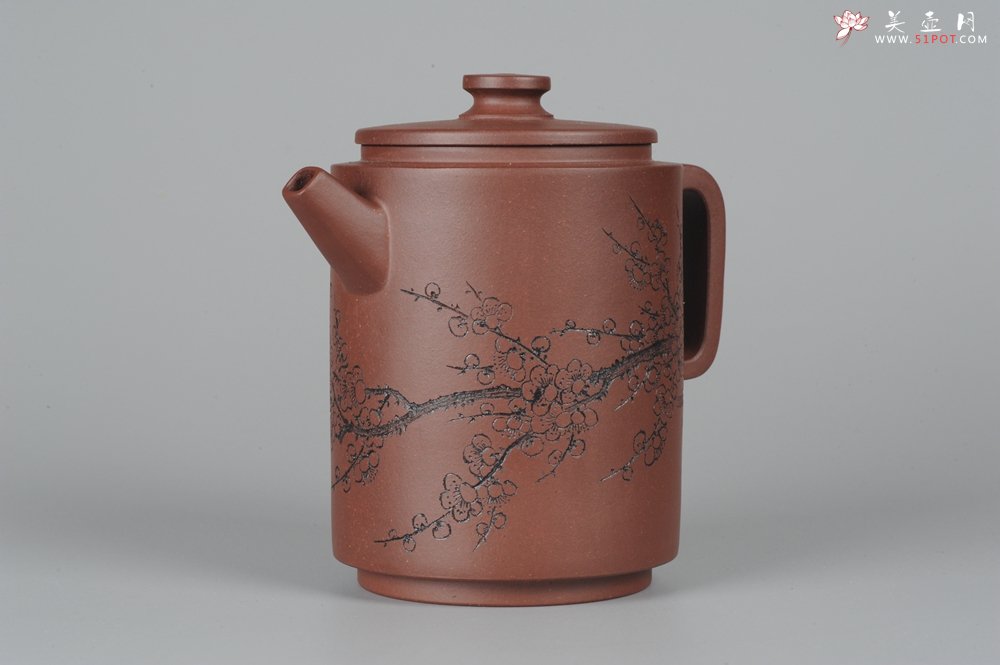 紫砂壶图片：助理美术师唐文全手作品 圆础 助理工艺美术师袁德波刻绘 - 宜兴紫砂壶网