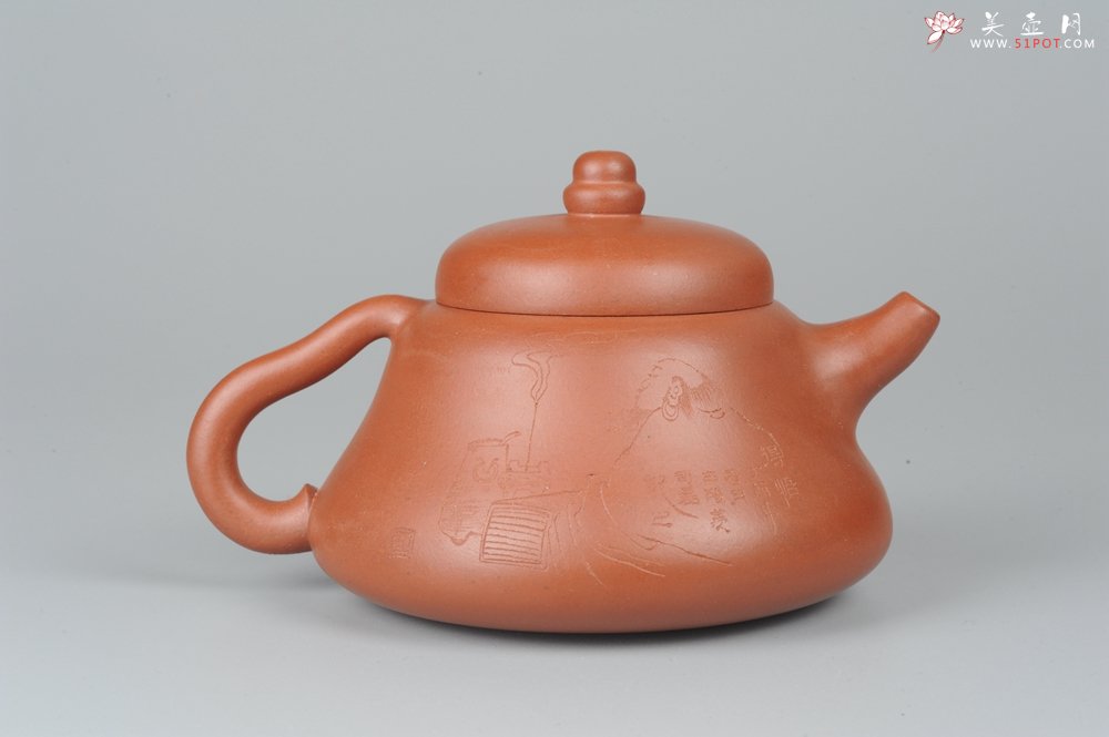 紫砂壶图片：小红泥也是朱泥全手工葫芦 司磊精心装饰 - 宜兴紫砂壶网