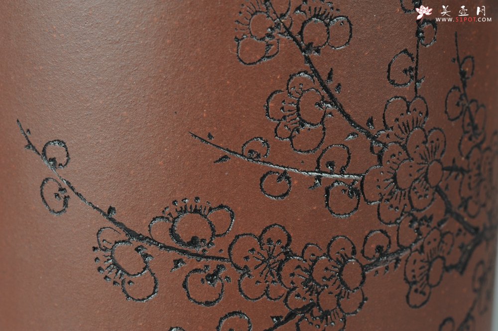 紫砂壶图片：助理美术师唐文全手作品 圆础 助理工艺美术师袁德波刻绘 - 宜兴紫砂壶网