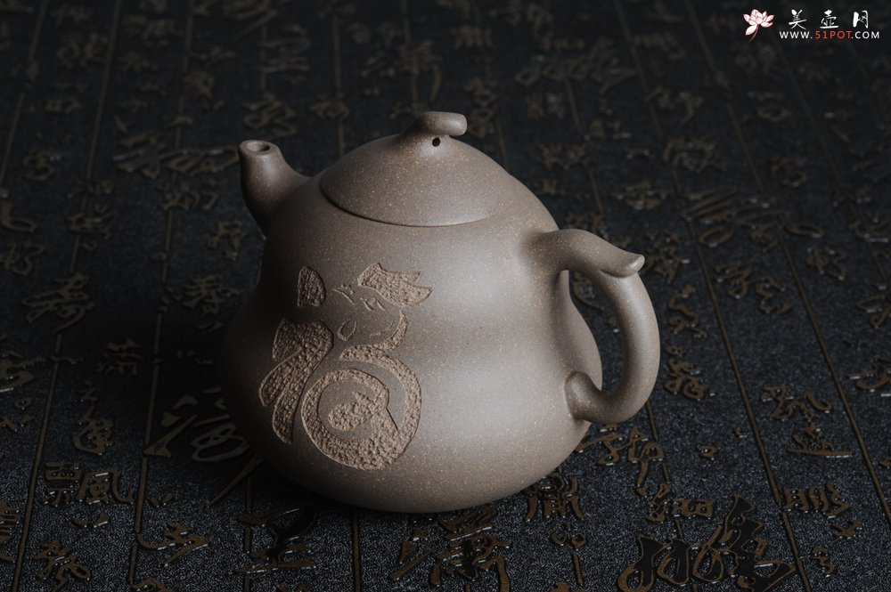 紫砂壶图片：美壶特惠 优质青灰段泥葫芦福禄壶 - 宜兴紫砂壶网