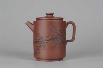 紫砂壶图片：助理美术师唐文全手作品 圆础 助理工艺美术师袁德波刻绘 - 宜兴紫砂壶网