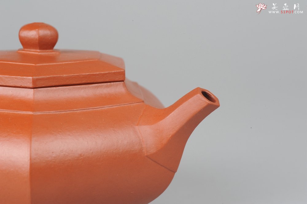 紫砂壶图片：非铁红色素泥 优质朱泥全手工大彬六方壶 端庄秀美 - 宜兴紫砂壶网