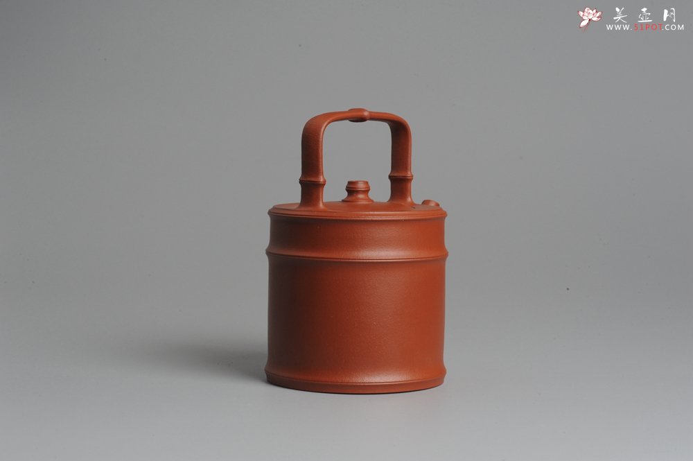 紫砂壶图片：美壶特惠 小红泥润竹提梁 挺拔秀雅 - 宜兴紫砂壶网