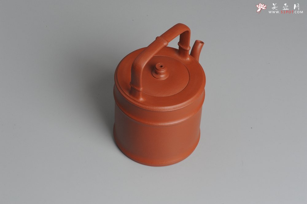 紫砂壶图片：美壶特惠 小红泥润竹提梁 挺拔秀雅 - 宜兴紫砂壶网