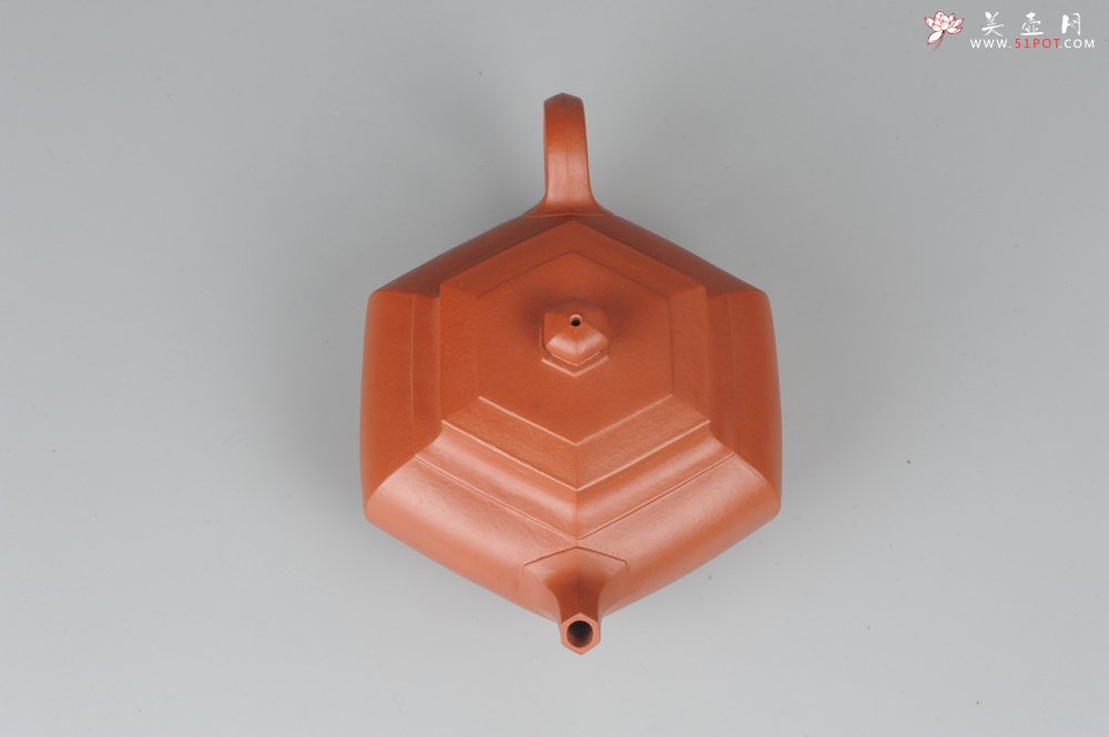 紫砂壶图片：非铁红色素泥 优质朱泥全手工大彬六方壶 端庄秀美 - 宜兴紫砂壶网