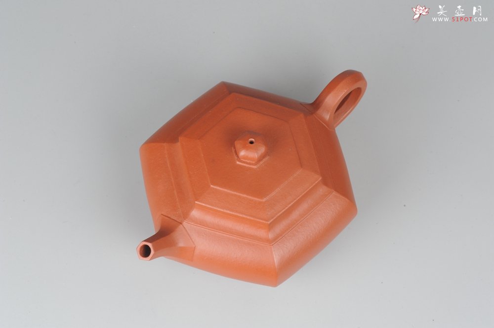 紫砂壶图片：非铁红色素泥 优质朱泥全手工大彬六方壶 端庄秀美 - 宜兴紫砂壶网