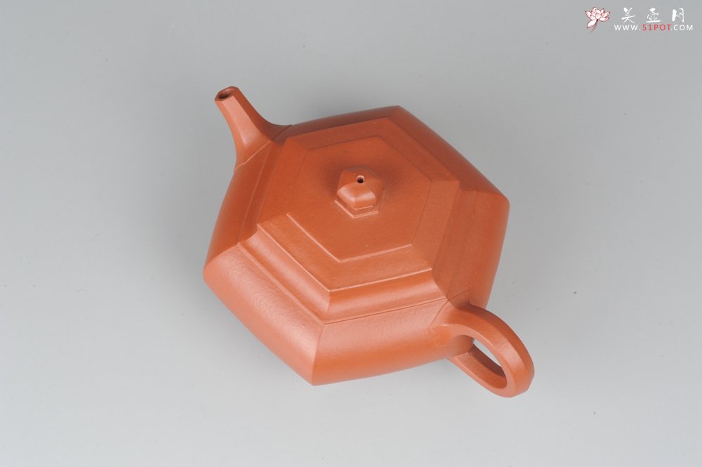 紫砂壶图片：非铁红色素泥 优质朱泥全手工大彬六方壶 端庄秀美 - 宜兴紫砂壶网