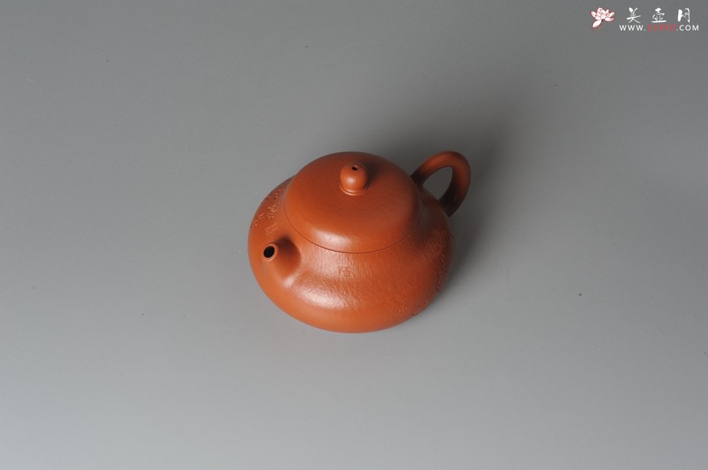 紫砂壶图片：优质赵庄朱泥全手工文旦 方健双刀文气装饰 - 宜兴紫砂壶网