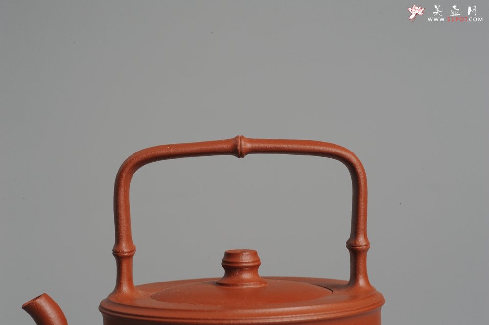 紫砂壶图片：美壶特惠 小红泥润竹提梁 挺拔秀雅 - 宜兴紫砂壶网