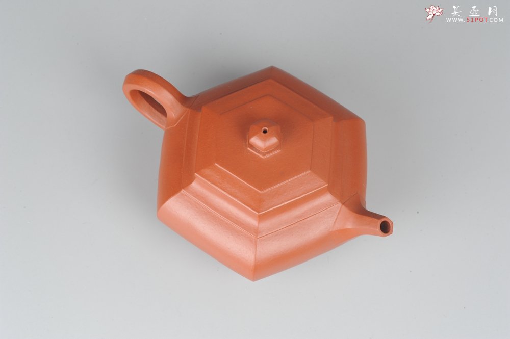 紫砂壶图片：非铁红色素泥 优质朱泥全手工大彬六方壶 端庄秀美 - 宜兴紫砂壶网