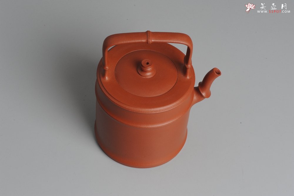 紫砂壶图片：美壶特惠 小红泥润竹提梁 挺拔秀雅 - 宜兴紫砂壶网