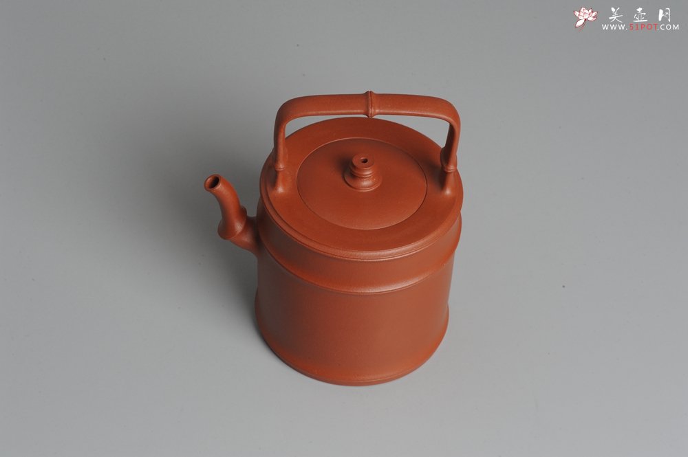 紫砂壶图片：美壶特惠 小红泥润竹提梁 挺拔秀雅 - 宜兴紫砂壶网