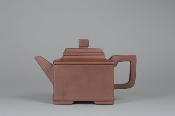 紫砂壶图片：全手工双线四方 端庄大气 - 宜兴紫砂壶网