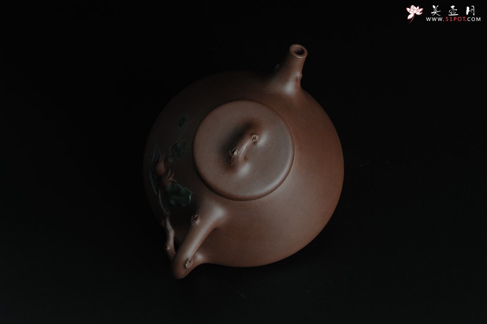 紫砂壶图片：难得老拼紫 全手春华秋实-子冶石瓢 逼真生动 - 宜兴紫砂壶网