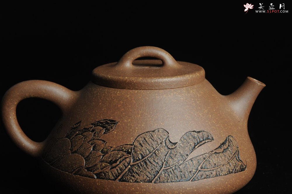 紫砂壶图片：全手工心舟石瓢 毛国强徒弟陆轶舟文气装饰 - 宜兴紫砂壶网