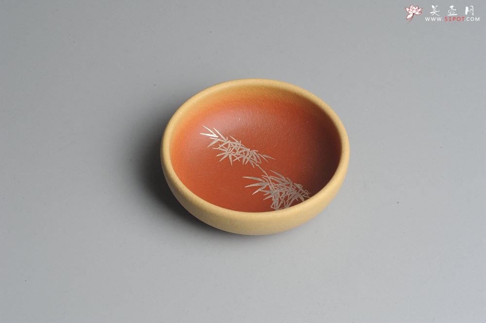 紫砂壶图片：美杯特惠 描银文气梅兰竹菊一套（4只） - 宜兴紫砂壶网