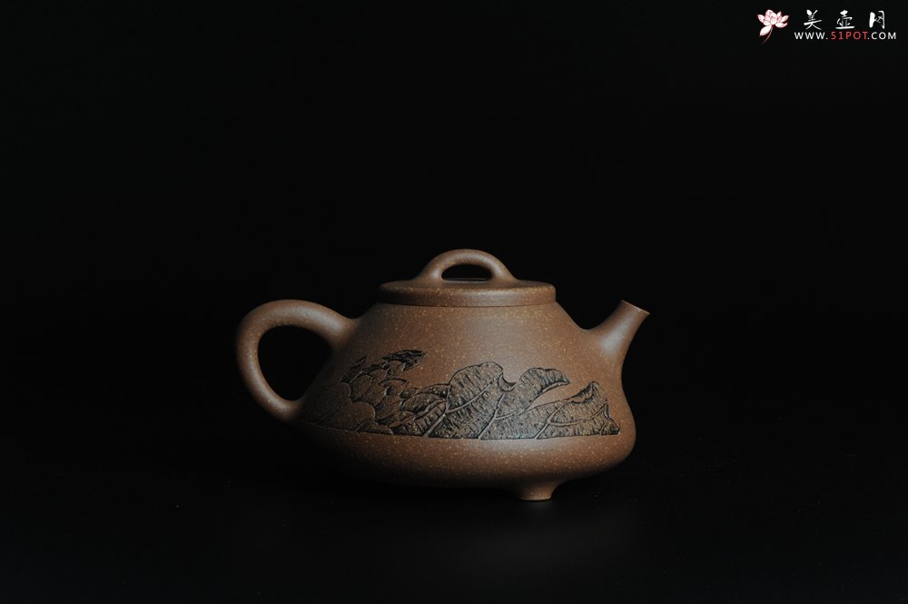 紫砂壶图片：全手工心舟石瓢 毛国强徒弟陆轶舟文气装饰 - 宜兴紫砂壶网