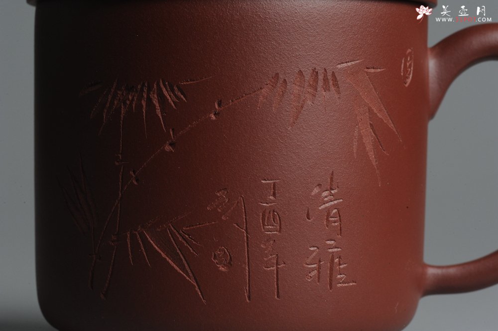 紫砂壶图片：美壶双节特惠 清雅秀竹盖杯 - 宜兴紫砂壶网