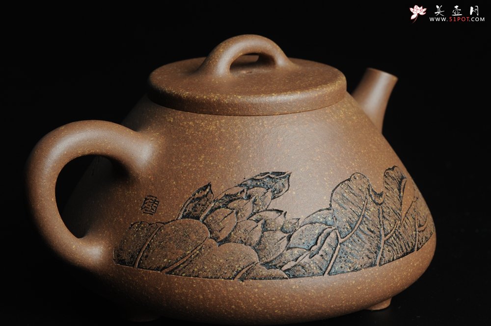 紫砂壶图片：全手工心舟石瓢 毛国强徒弟陆轶舟文气装饰 - 宜兴紫砂壶网