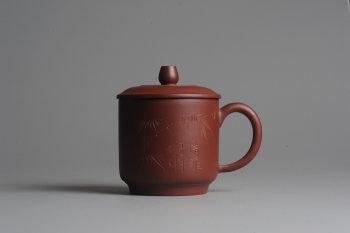 紫砂壶图片：美壶双节特惠 清雅秀竹盖杯 - 宜兴紫砂壶网