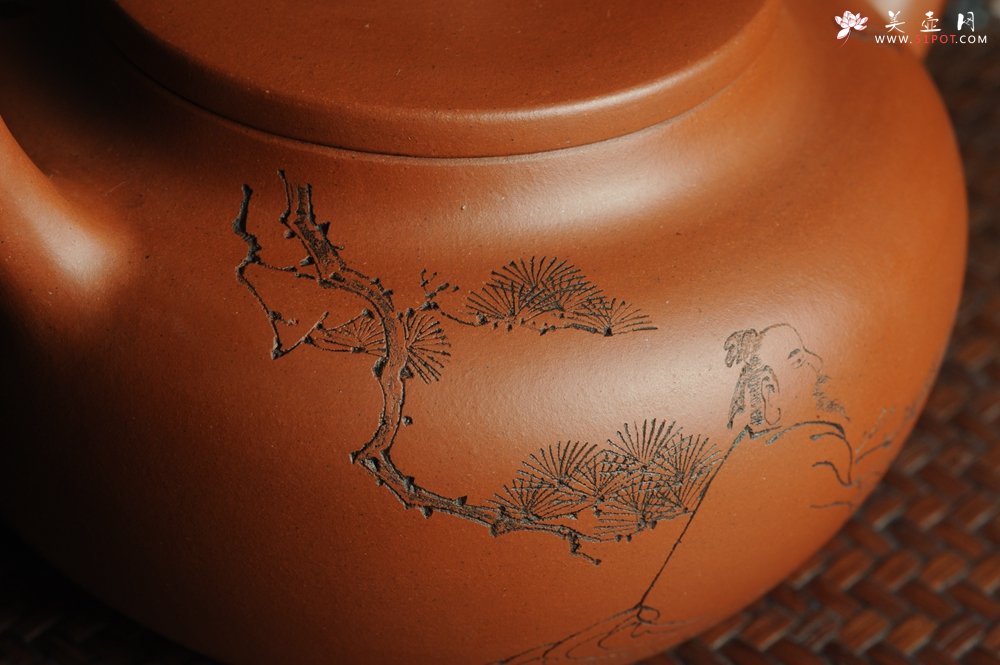 紫砂壶图片：全手工精品小红泥也是朱泥旭茂提梁 文气十足 - 宜兴紫砂壶网