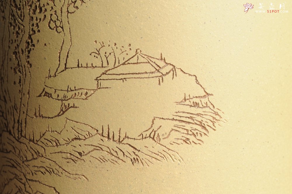 紫砂壶图片：美筒特惠 精品山水高帽笔筒三式 山高月小 水落石出 老师不打草稿直接空刻 一气呵成 - 宜兴紫砂壶网