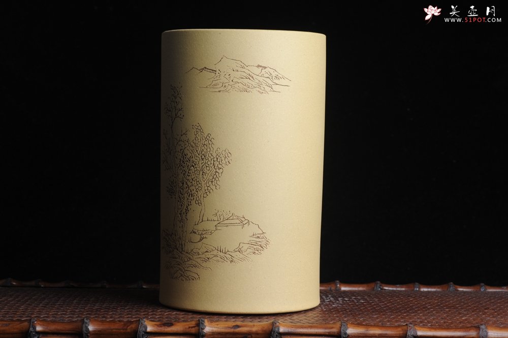 紫砂壶图片：美筒特惠 精品山水高帽笔筒三式 山高月小 水落石出 老师不打草稿直接空刻 一气呵成 - 宜兴紫砂壶网