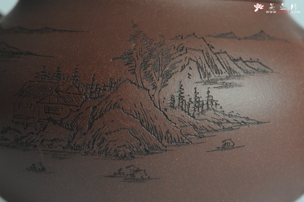 紫砂壶图片：美壶特惠 做工精致山水道洪圆珠 饱满漂亮 出水暴爽  - 宜兴紫砂壶网