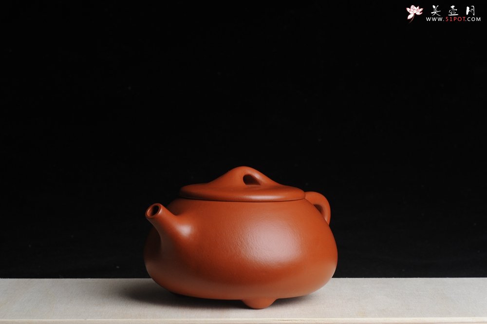 紫砂壶图片：美壶特惠 非铁红色素泥优质朱泥满瓢 平盖石瓢 - 宜兴紫砂壶网