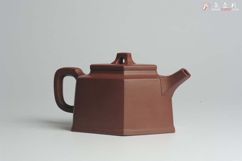紫砂壶图片：美壶特惠 优质底曹青全手工六方井栏 - 宜兴紫砂壶网