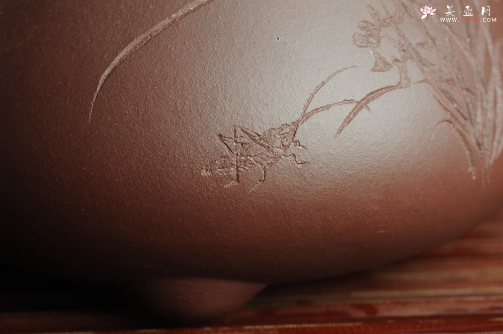 紫砂壶图片：美壶特惠 经典平盖小石瓢 满瓢（景舟石瓢）装饰兰花 泥料超好高档包装 做工灰常精致 - 宜兴紫砂壶网