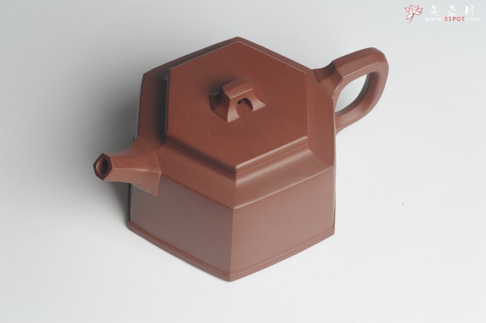 紫砂壶图片：美壶特惠 优质底曹青全手工六方井栏 - 宜兴紫砂壶网