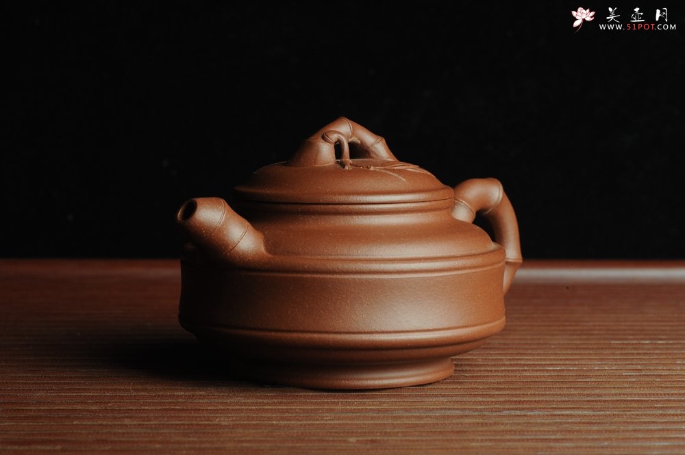 紫砂壶图片：美壶特惠 优质紫泥双线竹鼓 - 宜兴紫砂壶网