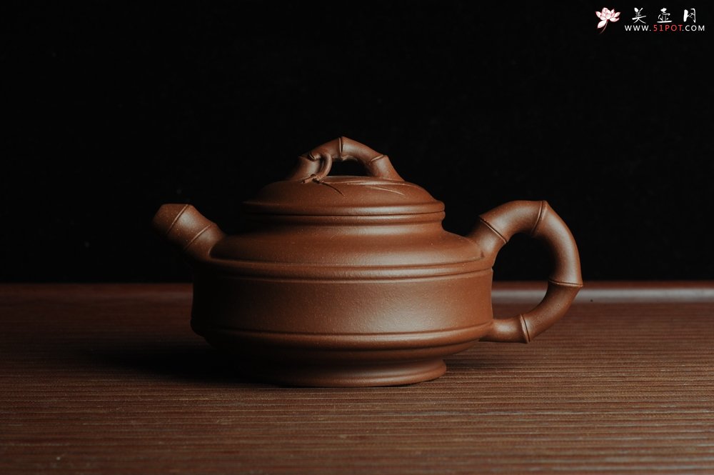 紫砂壶图片：美壶特惠 优质紫泥双线竹鼓 - 宜兴紫砂壶网