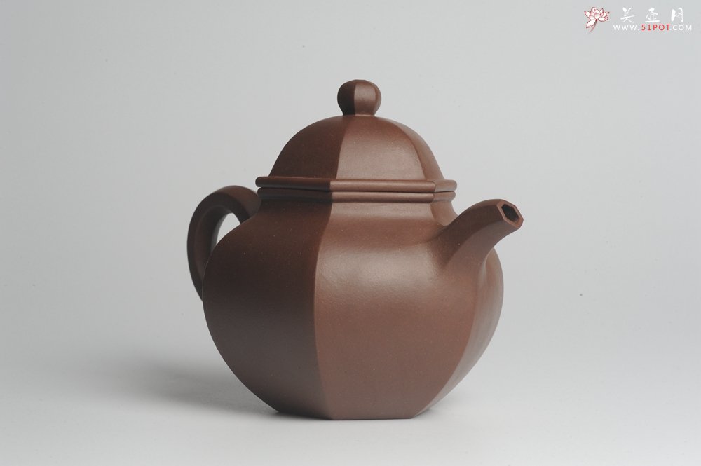 紫砂壶图片：大气端庄 线条流畅 全手工精品六方掇球 - 宜兴紫砂壶网