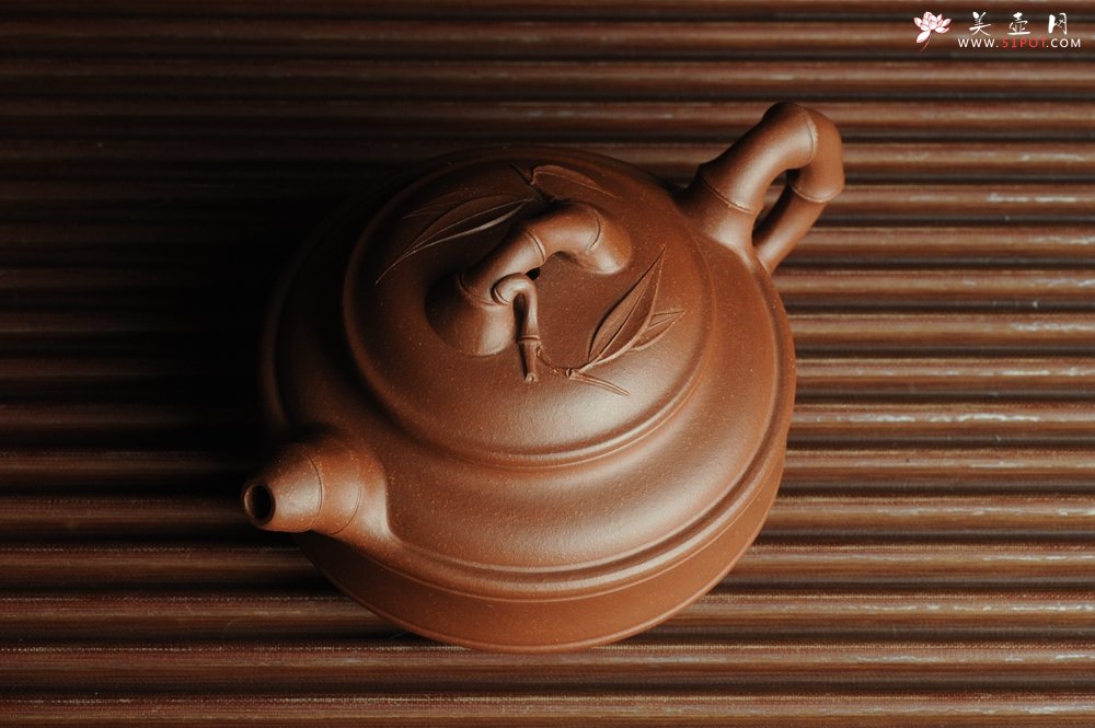 紫砂壶图片：美壶特惠 优质紫泥双线竹鼓 - 宜兴紫砂壶网