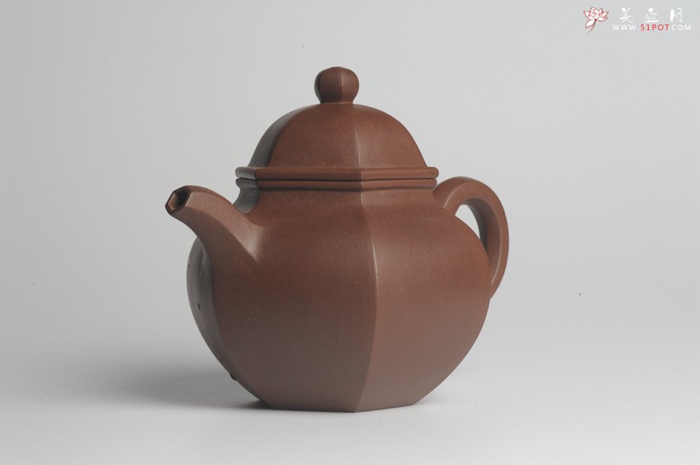 紫砂壶图片：大气端庄 线条流畅 全手工精品六方掇球 - 宜兴紫砂壶网